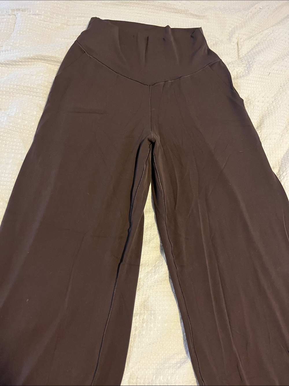 aerie Wide-Leg High-Rise Pants in Dark Brown